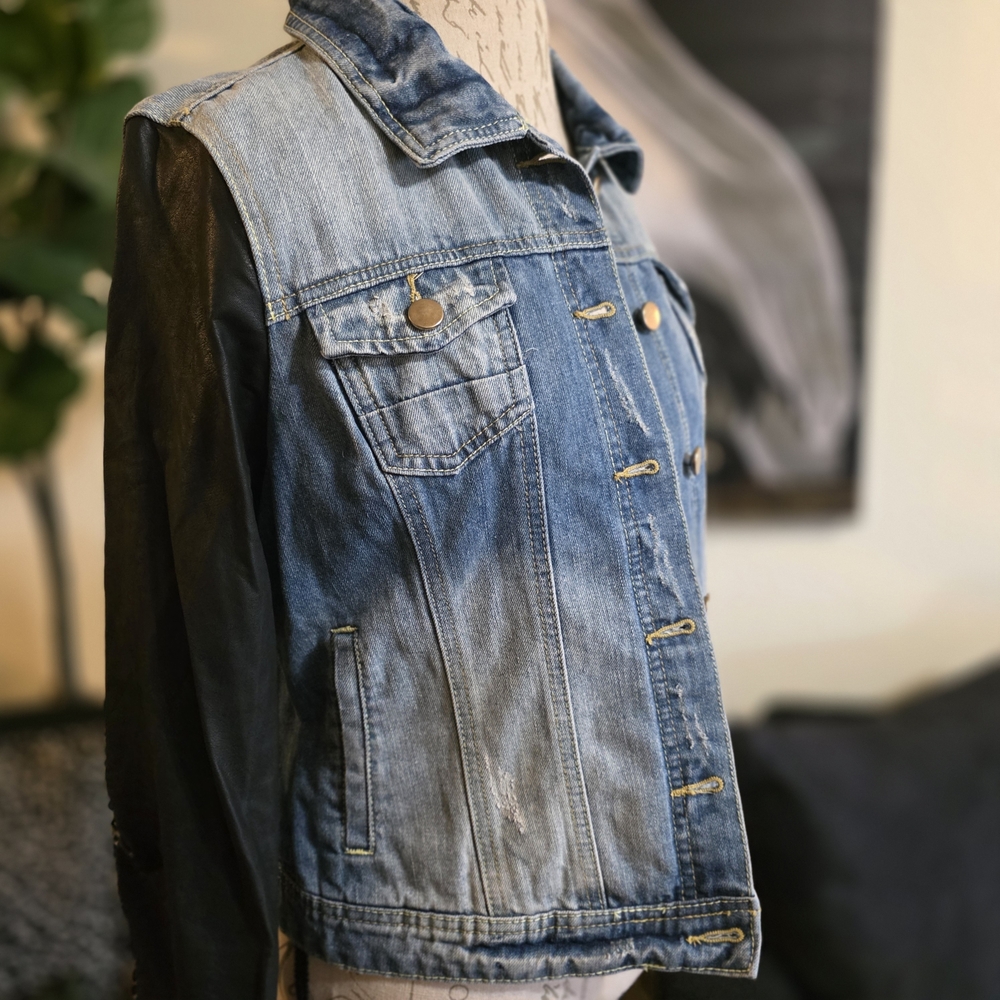 Anthropologie Denim and Black Jacket